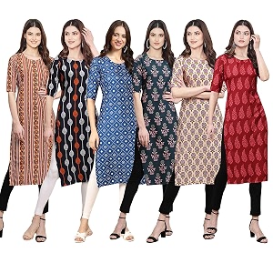 Pinkmint Womens Crepe Digital Print Straight Kurta