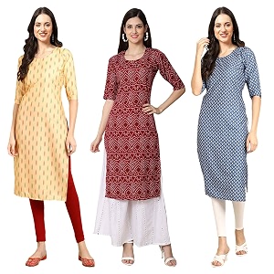 Pinkmint Womens Crepe Digital Print Straight Kurta