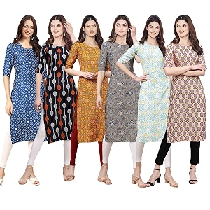 Pinkmint Womens Crepe Digital Print Straight Kurta