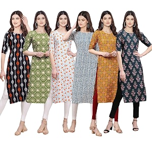 Pinkmint Womens Crepe Digital Print Straight Kurta
