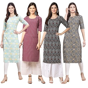 Pinkmint Womens Crepe Digital Print Straight Kurta