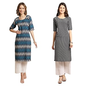 Pinkmint Womens Crepe Digital Print Straight Kurta