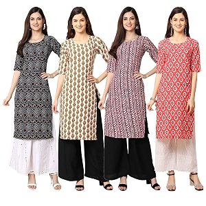 Pinkmint Womens Crepe Digital Print Straight Kurta