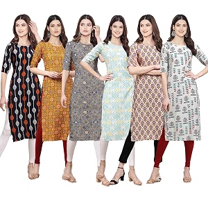 Pinkmint Womens Crepe Digital Print Straight Kurta