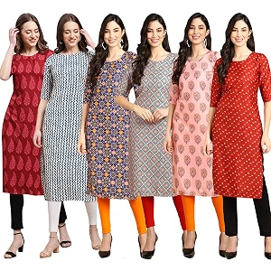 Pinkmint Womens Crepe Digital Print Straight Kurta