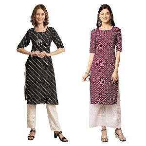 Pinkmint Womens Crepe Digital Print Straight Kurta