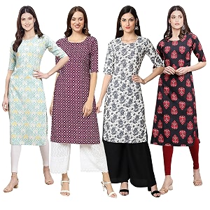 Pinkmint Womens Crepe Digital Print Straight Kurta
