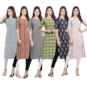 Pinkmint Womens Crepe Digital Print Straight Kurta