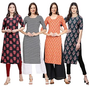 Pinkmint Womens Crepe Digital Print Straight Kurta