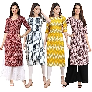Pinkmint Womens Crepe Digital Print Straight Kurta