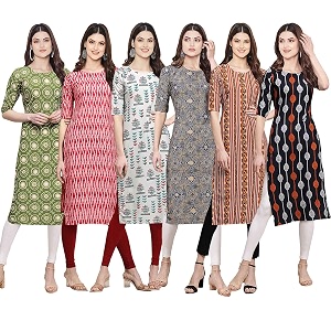 Pinkmint Womens Crepe Digital Print Straight Kurta
