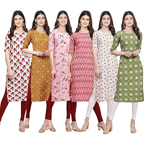 Pinkmint Womens Crepe Digital Print Straight Kurta
