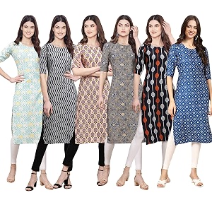 Pinkmint Womens Crepe Digital Print Straight Kurta