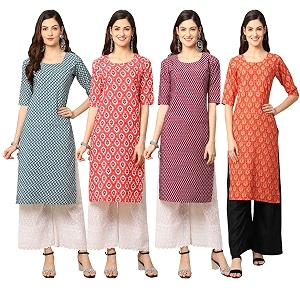 Pinkmint Womens Crepe Digital Print Straight Kurta