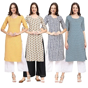Pinkmint Womens Crepe Digital Print Straight Kurta