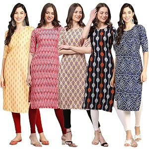 Pinkmint Womens Crepe Digital Print Straight Kurta