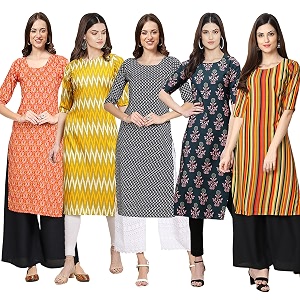 Pinkmint Womens Crepe Digital Print Straight Kurta