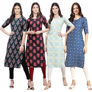 Pinkmint Womens Crepe Digital Print Straight Kurta
