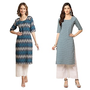 Pinkmint Womens Crepe Digital Print Straight Kurta