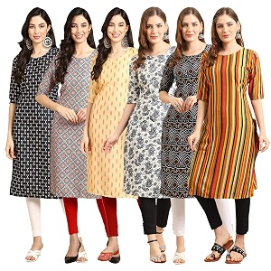 Pinkmint Womens Crepe Digital Print Straight Kurta