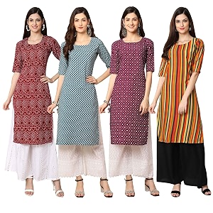 Pinkmint Womens Crepe Digital Print Straight Kurta