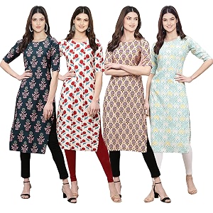 Pinkmint Womens Crepe Digital Print Straight Kurta