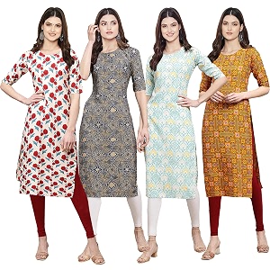 Pinkmint Womens Crepe Digital Print Straight Kurta