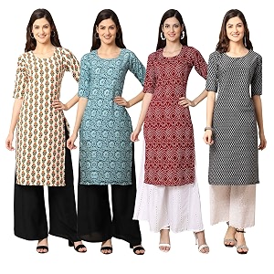 Pinkmint Womens Crepe Digital Print Straight Kurta