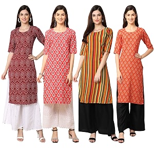 Pinkmint Womens Crepe Digital Print Straight Kurta