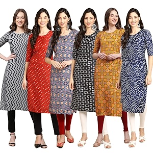 Pinkmint Womens Crepe Digital Print Straight Kurta