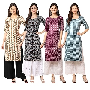 Pinkmint Womens Crepe Digital Print Straight Kurta