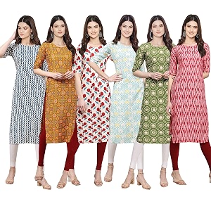 Pinkmint Womens Crepe Digital Print Straight Kurta