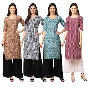 Pinkmint Womens Crepe Digital Print Straight Kurta