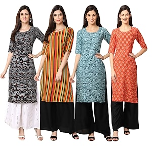 Pinkmint Womens Crepe Digital Print Straight Kurta