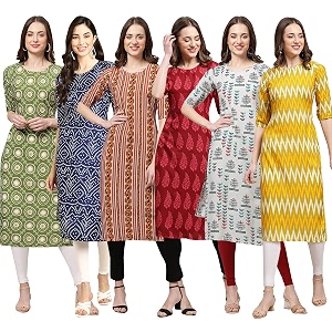 Pinkmint Womens Crepe Digital Print Straight Kurta
