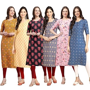 Pinkmint Womens Crepe Digital Print Straight Kurta