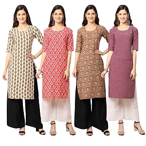 Pinkmint Womens Crepe Digital Print Straight Kurta