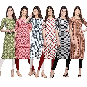 Pinkmint Womens Crepe Digital Print Straight Kurta