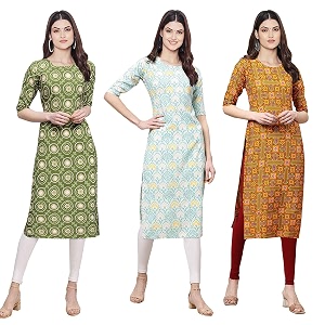 Pinkmint Womens Crepe Digital Print Straight Kurta