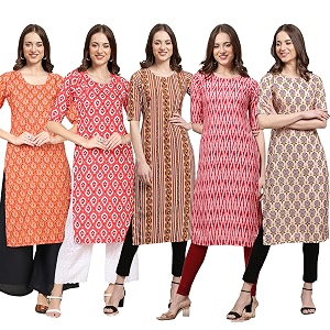 Pinkmint Womens Crepe Digital Print Straight Kurta