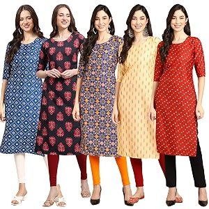 Pinkmint Womens Crepe Digital Print Straight Kurta