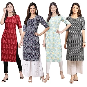 Pinkmint Womens Crepe Digital Print Straight Kurta