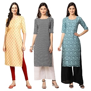 Pinkmint Womens Crepe Digital Print Straight Kurta