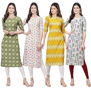 Pinkmint Womens Crepe Digital Print Straight Kurta