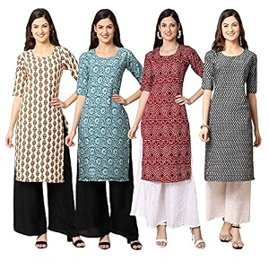 Pinkmint Womens Crepe Digital Print Straight Kurta