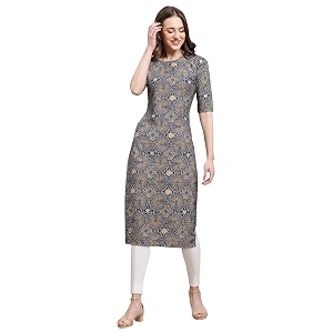 Pinkmint Womens Crepe Digital Print Straight Kurta