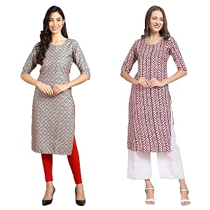 Pinkmint Womens Crepe Digital Print Straight Kurta