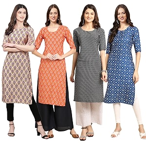 Pinkmint Womens Crepe Digital Print Straight Kurta
