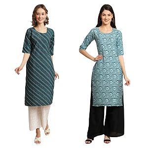 Pinkmint Womens Crepe Digital Print Straight Kurta