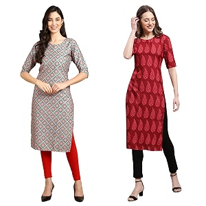 Pinkmint Womens Crepe Digital Print Straight Kurta